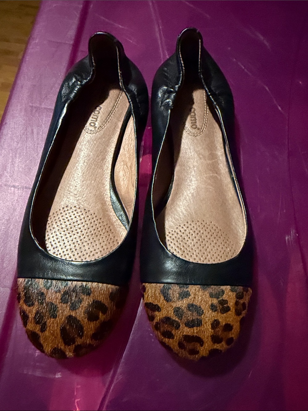 Corso Como Black Flats with Leopard-Print Toe